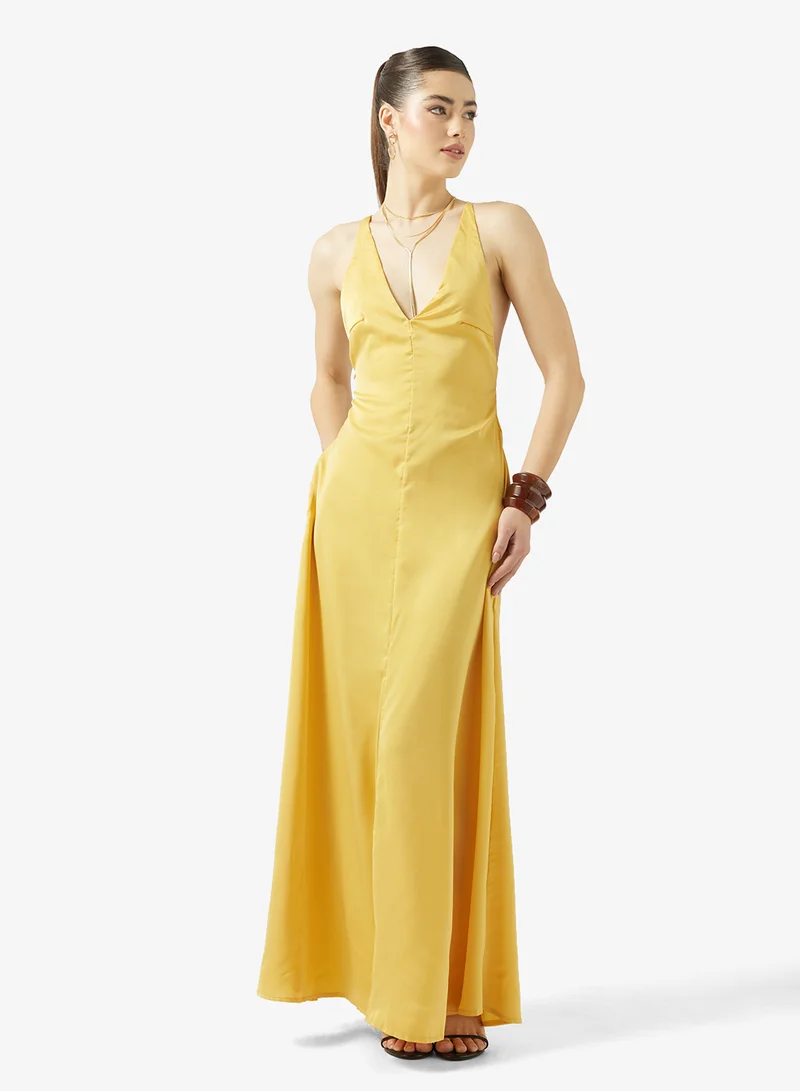 Ginger Plunge Neck Slip Maxi Dress